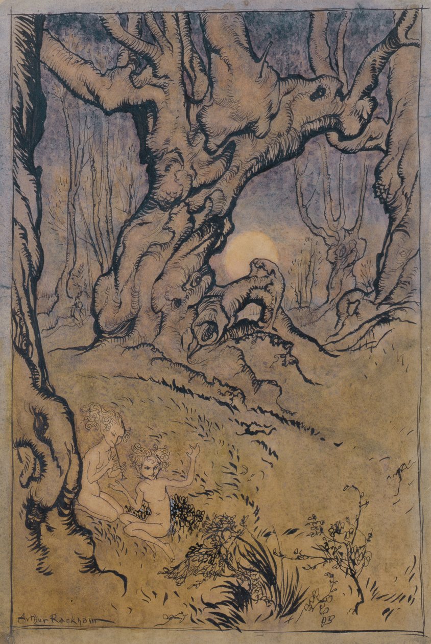 Moonlight Fairies in a Wood (قلم وحبر ومرحاض وغواش) بواسطة آرثر راكهام