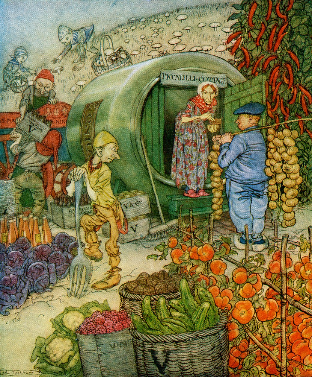 السيد والسيدة خل في المنزل ، من "English Fairy Tales Retold" بواسطة FA Steel ، تم نشره عام 1927 بواسطة آرثر راكهام