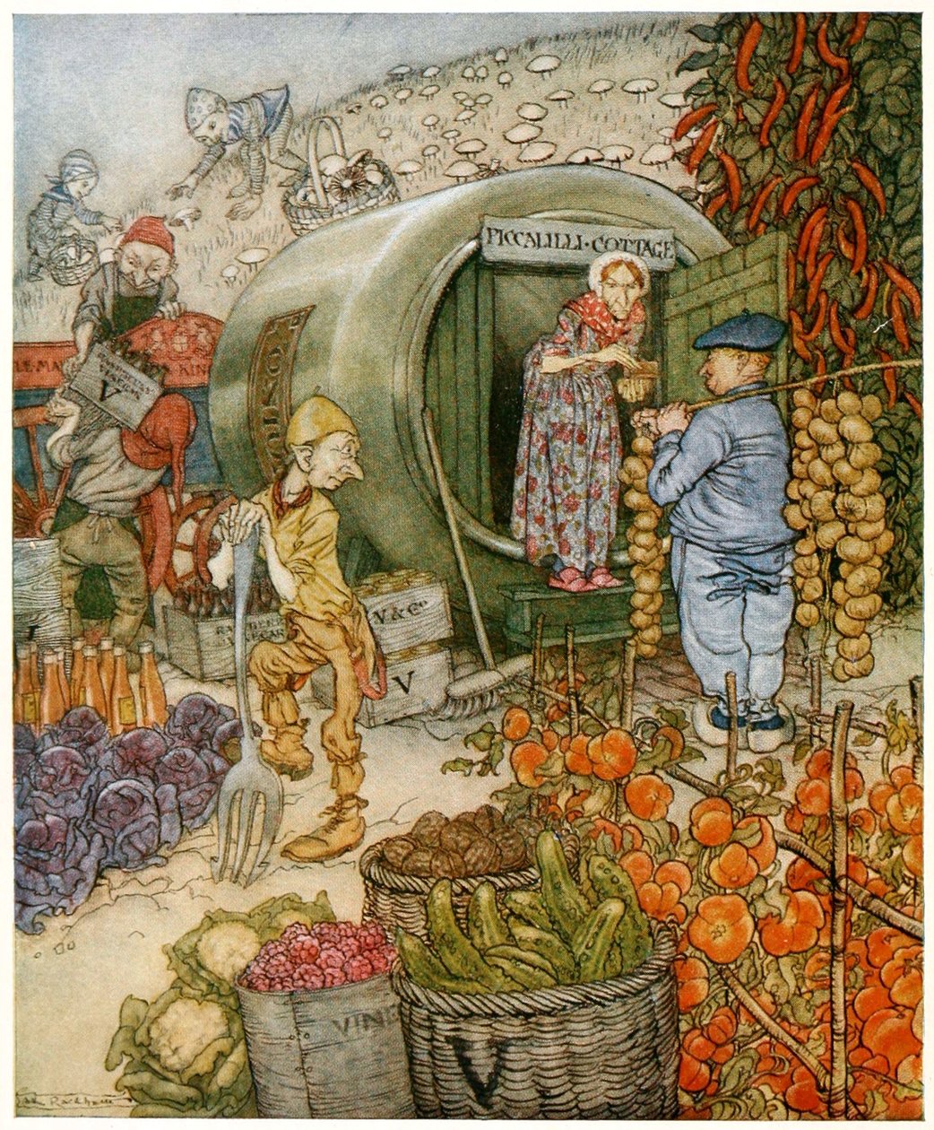 Mr and Mrs Vinegar at Home، Frontispiece from English Fairy Tales، pub. 1918 (طباعة حجرية ملونة) بواسطة آرثر راكهام