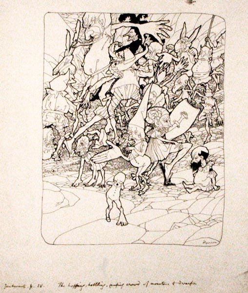 `` لم يثبت أحد أطرافه المناسبة له '' ، رسم توضيحي من `` The Zankiwank and the Bletherwitch '' بقلم SJ Adair Fitzgerald ، نُشر عام 1896 (قلم وحبر على ورق) بواسطة آرثر راكهام