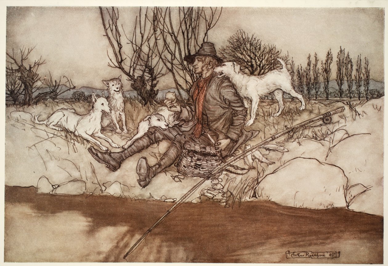 لا كلب ينبح عليه في جميع أنحاء الحي. ، من Rip Van Winkle by Washington Irving ، حانة. 1910 بواسطة آرثر راكهام