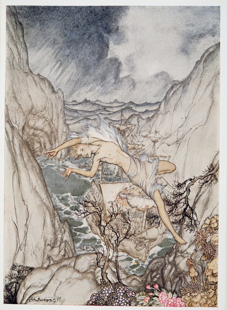بأمان في الميناء هي سفينة الملوك ، التوضيح من وليام شكسبيرز ، العاصفة ، الحانة. 1926 بواسطة آرثر راكهام