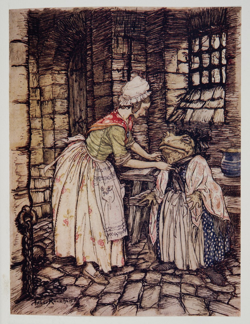 رتبت شال مع طية progessional ، وربطت سلاسل غطاء المحرك الصدئة تحت ذقنه ، من Wind in the Willows بواسطة Kenneth Grahame (1859 - 1932) ، حانة. 1940 بواسطة آرثر راكهام