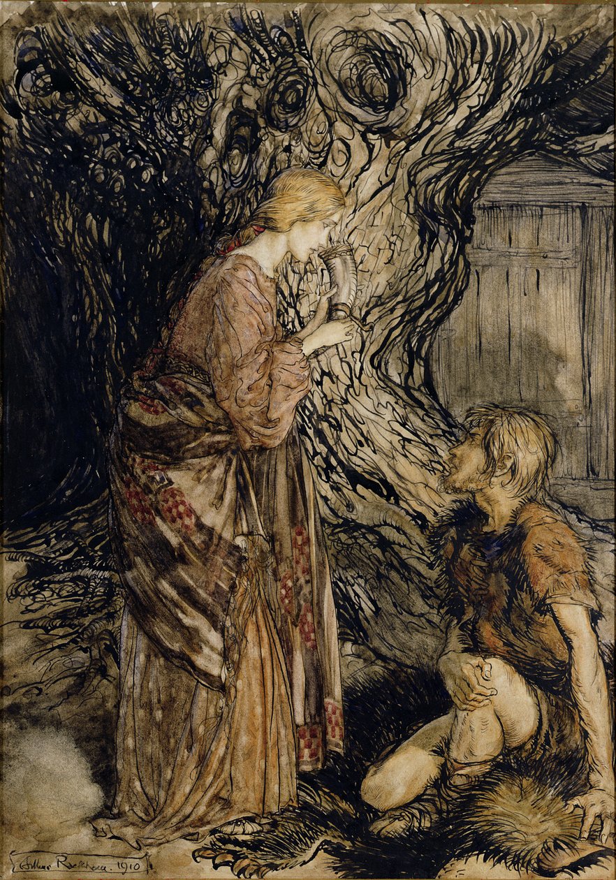 Siegmund و Sieglinde ، رسم توضيحي من Rhinegold و the Valkyrie بواسطة Richard Wagner ، Heinemann ، 1910 (قلم وحبر مع مرحاض على ورق) بواسطة آرثر راكهام