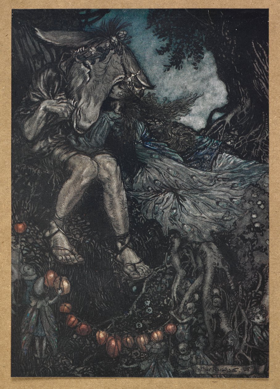 أنام أنت ، وسألفك بين ذراعي. القاع وتيتانيا. مشهد من فيلم A Midsummer Night