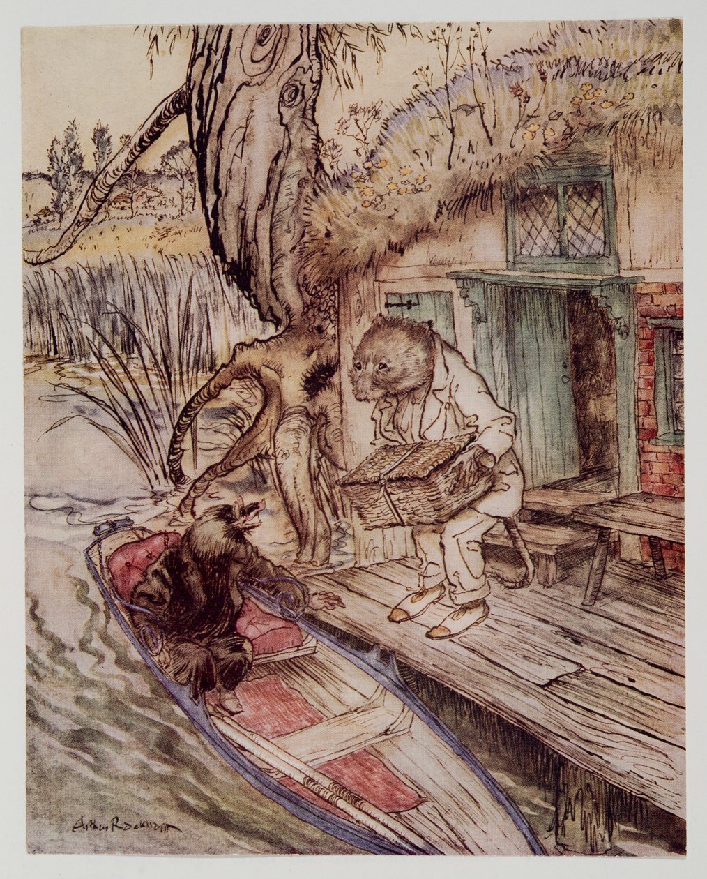 عندما رأيت ذلك تحت قدميك ، لاحظ المول ، وهو يمر في القارب ، من Wind in the Willows بواسطة Kenneth Grahame (1859 - 1932) ، الحانة. 1940 بواسطة آرثر راكهام