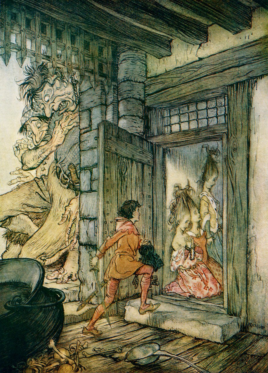أخذ مفاتيح القلعة ، فتح جاك جميع الأبواب ، رسم توضيحي لـ 'Jack the Giant Killer' من 'English Fairy Tales Retold بواسطة FA Steel بواسطة آرثر راكهام