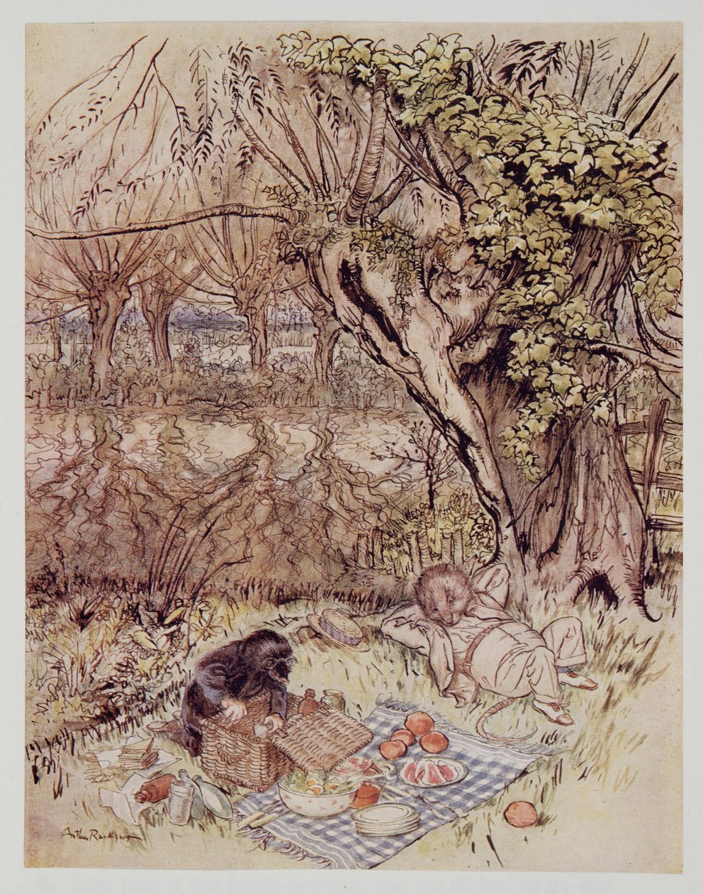 توسل الخلد كخدمة ليسمح له بفك كل شيء بنفسه ، من Wind in the Willows بواسطة Kenneth Grahame (1859 - 1932) ، حانة. 1940 بواسطة آرثر راكهام