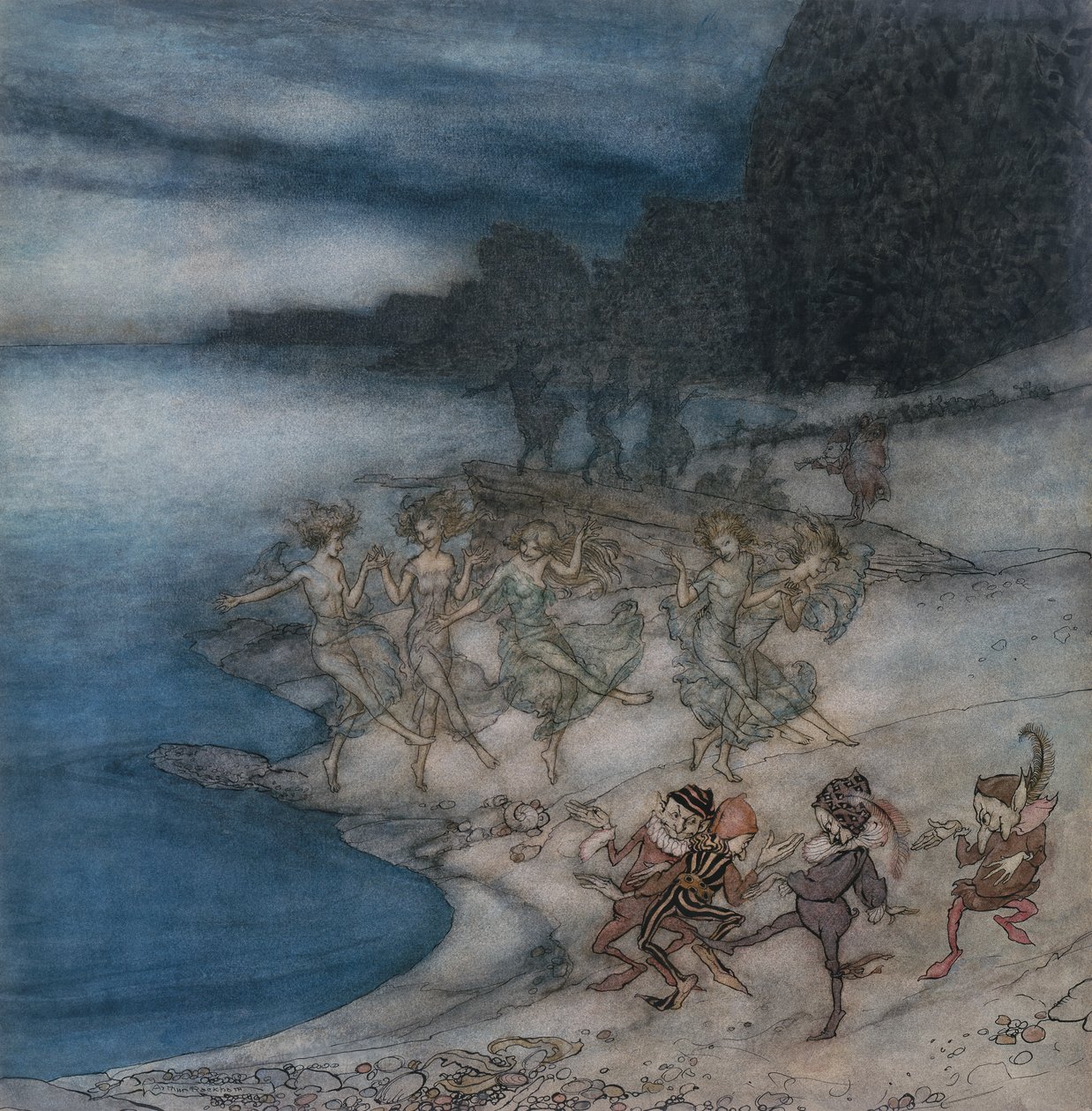 The Pert Fairies و The Dapper Elves (ألوان مائية وقلم وحبر أسود) بواسطة آرثر راكهام