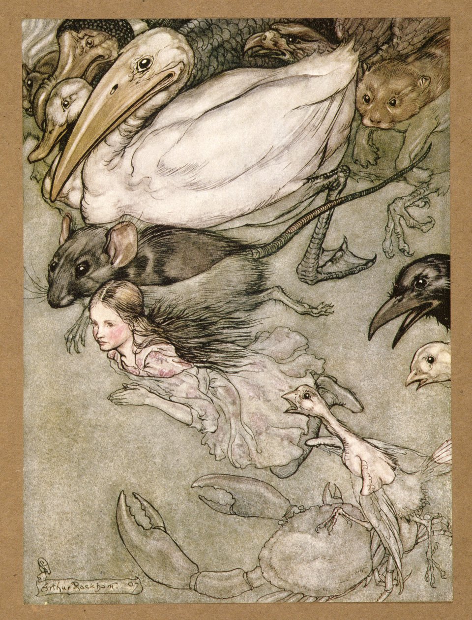 بركة الدموع ، من Alices Adventures in Wonderland ، بقلم لويس كارول ، حانة 1907 بواسطة آرثر راكهام