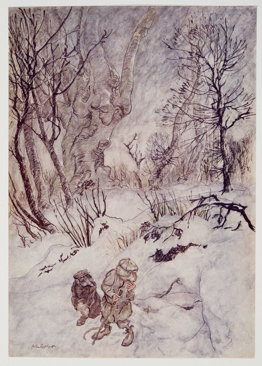 تأمل الجرذ لحظة ، وفحص الحدب والمنحدرات التي أحاطت بهم ، من Wind in the Willows بواسطة Kenneth Grahame (1859 - 1932) ، حانة. 1940 بواسطة آرثر راكهام