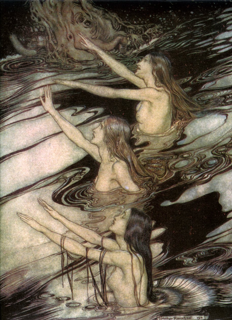 الراين مايدنز ، من Siegfried وشفق الآلهة بقلم ريتشارد فاجنر ، 1911. بواسطة آرثر راكهام