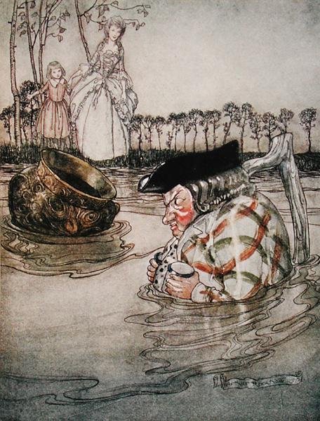 The Two Pots ، رسم توضيحي من "Aesop's Fables" ، نشره Heinemann بواسطة آرثر راكهام