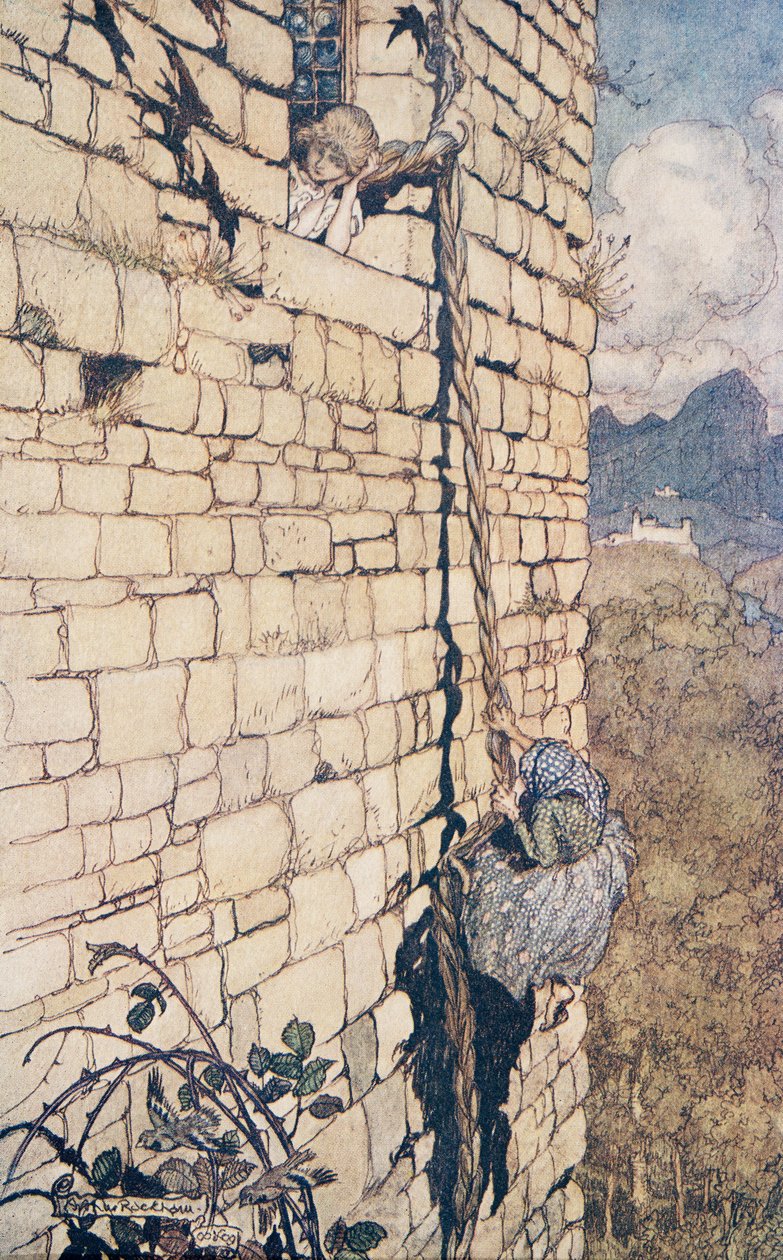تسلقت الساحرة ..، من حكايات الإخوة جريم، حانة. 1909 بواسطة آرثر راكهام