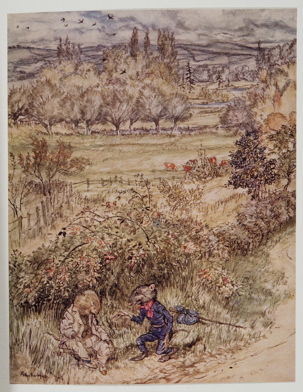 تحية عابر الطريق بإشارة مجاملة كان بها شيء غريب عن ذلك ، من Wind in the Willows بواسطة Kenneth Grahame (1859 - 1932) ، حانة. 1940 بواسطة آرثر راكهام