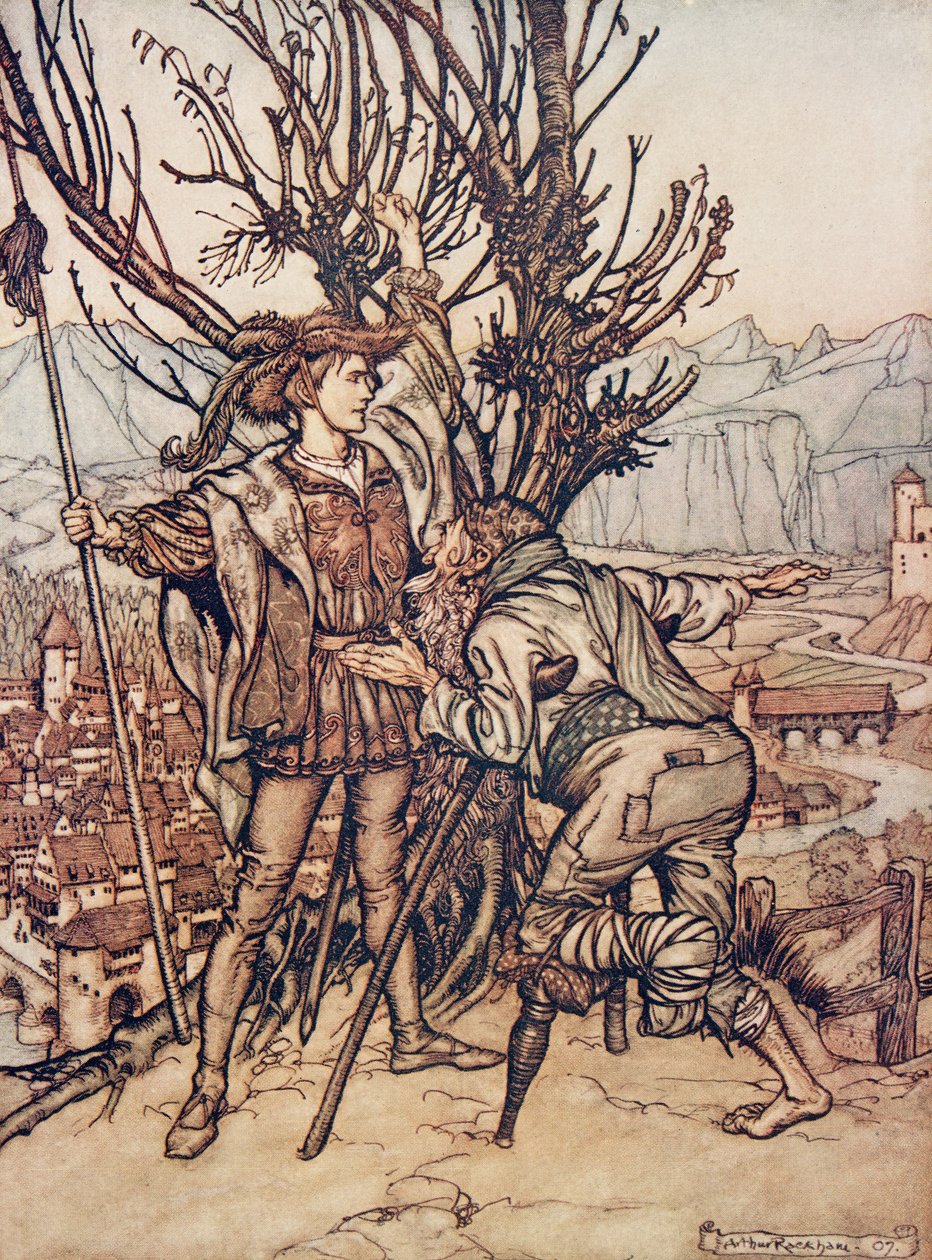 الأمير الصغير رياض أنا لست خائفا. أنا مصمم على الذهاب والنظر إلى Briar Rose الجميلة؟ ، من The Fairy Tales of the Brothers Grimm ، الحانة. 1909 بواسطة آرثر راكهام