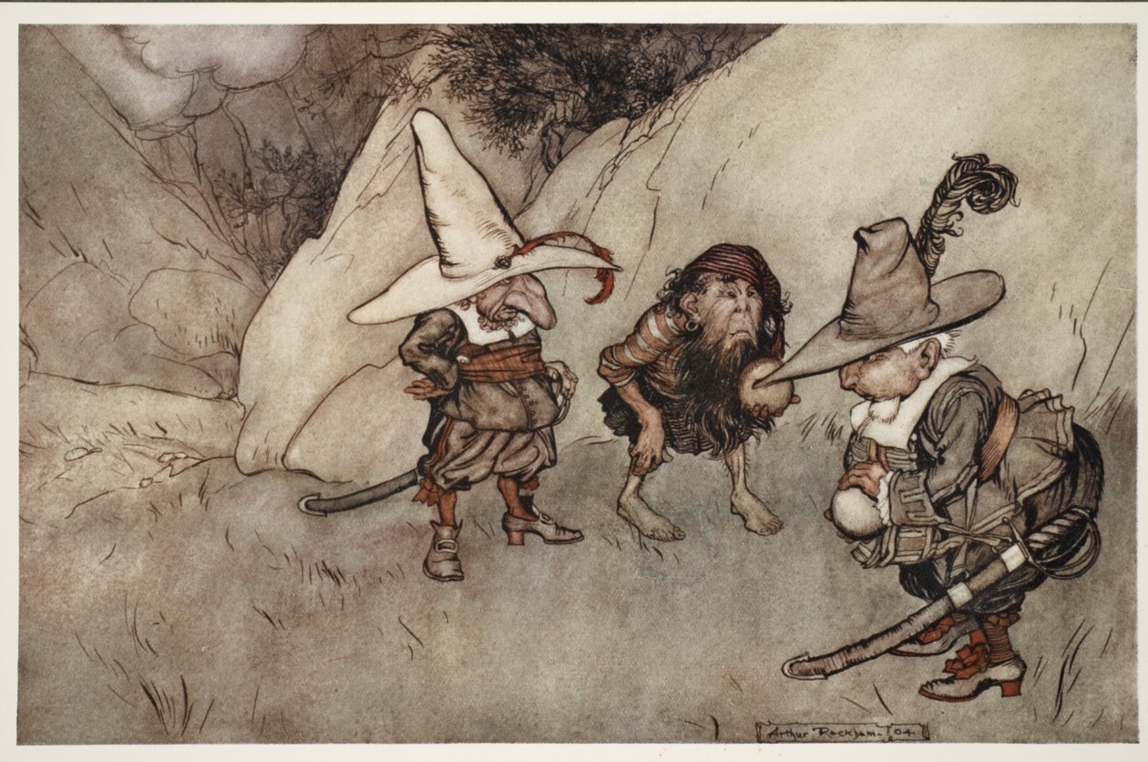 كانت رؤيتهم غريبة أيضًا .. من Rip Van Winkle by Washington Irving ، حانة. 1910 بواسطة آرثر راكهام
