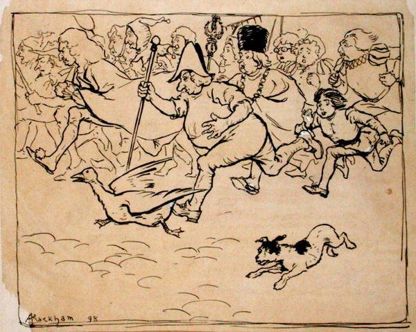 حتى "Battlefield" أسراب مثل عادلة ، رسم توضيحي من "The Ingoldsby Legends ، أو Mirth and Marvels" ، بقلم Thomas Ingoldsby Esquire ، نُشر عام 1898 (قلم وحبر على ورق) بواسطة آرثر راكهام