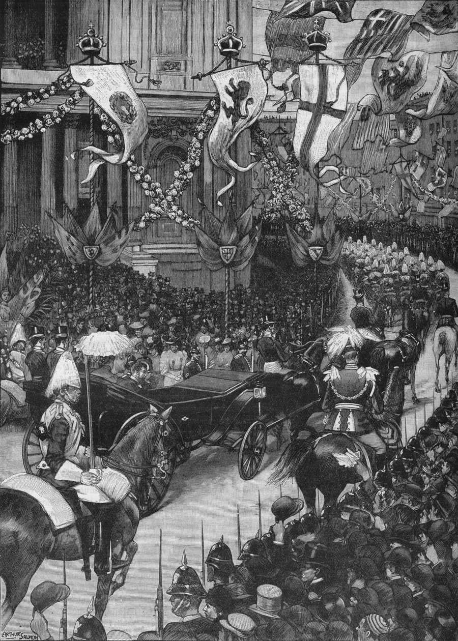 زواج دوق يورك: موكب ملكي يمر بكاتدرائية القديس بولس ، 1893 1906 بواسطة آرثر سالمون