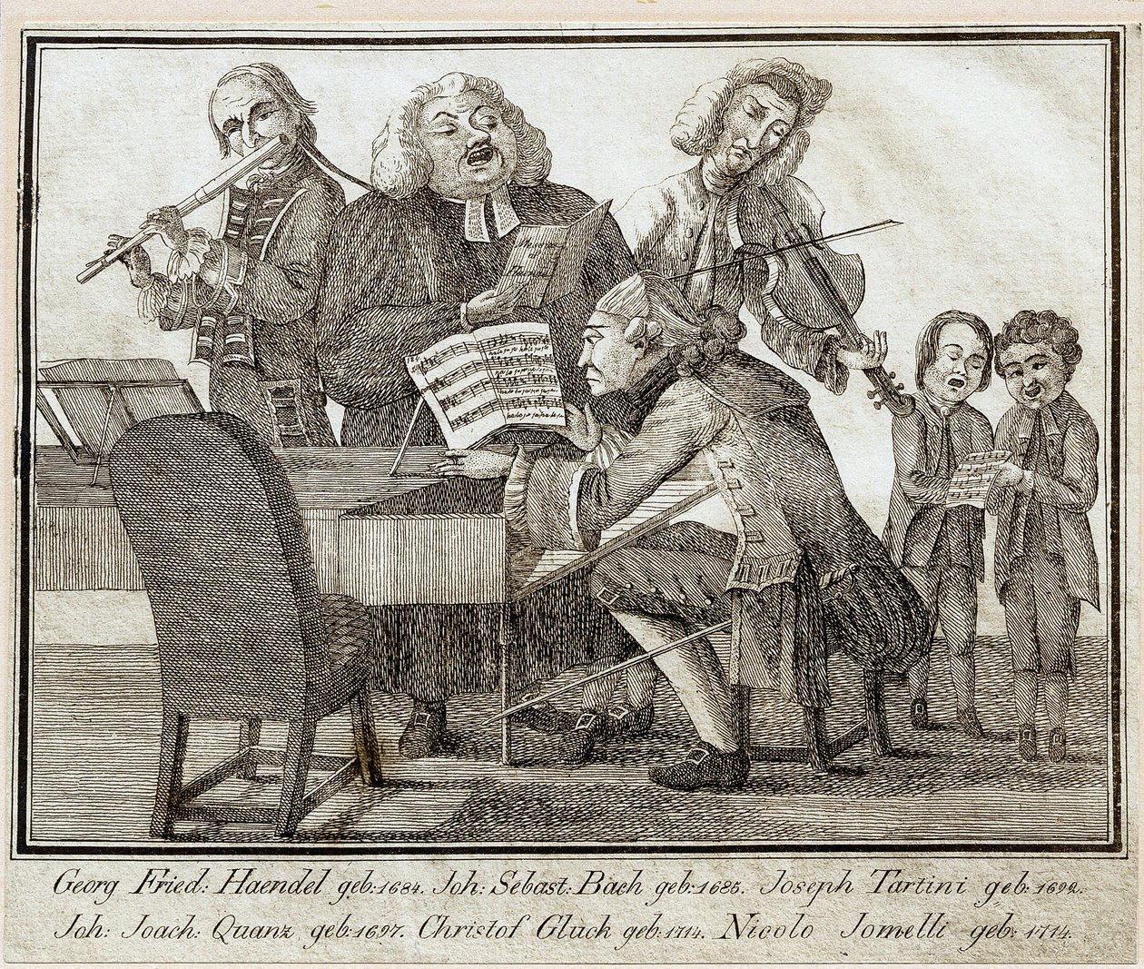 جورج فريدريش فريدريش هايندل (1685-1759) (بالألوان المائية والحبر على الورق) بواسطة فنان غير معروف