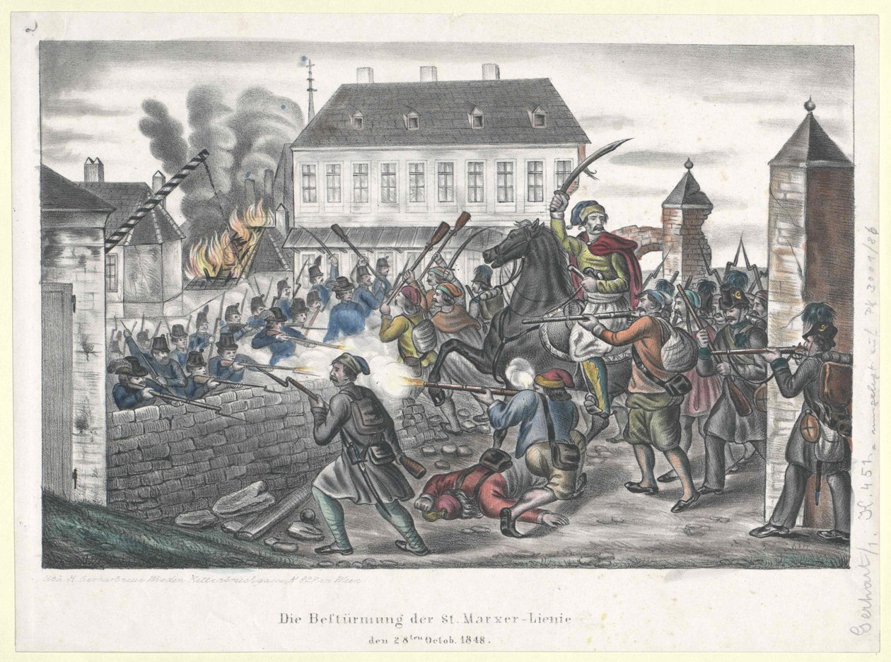 الهجوم على خط سانت ماركسر في 28 أكتوبر 1848 بواسطة فنان غير معروف