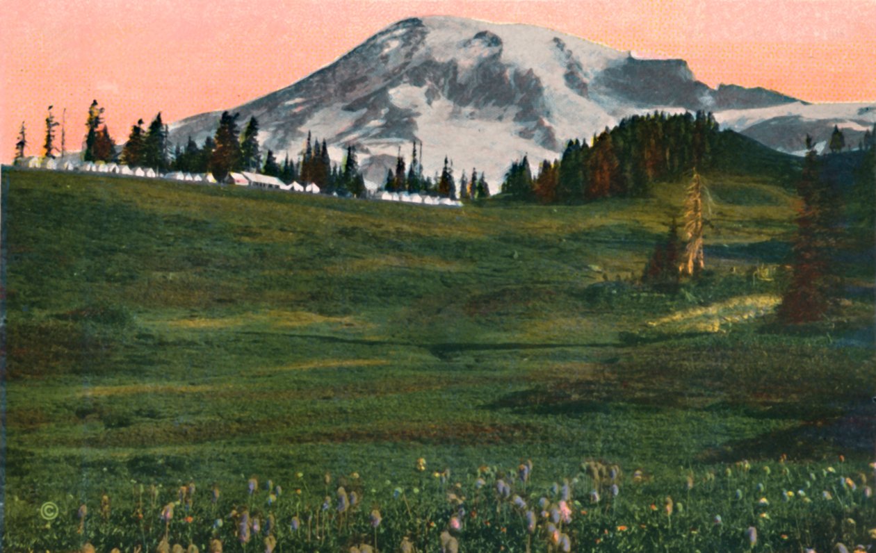 معسكر السحب ، جبل رينييه ، c1916 بواسطة Asahel Curtis