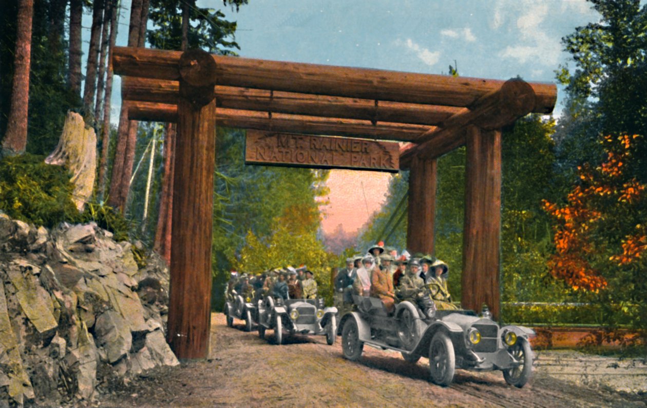مدخل منتزه جبل رينييه الوطني ، c1916 بواسطة Asahel Curtis