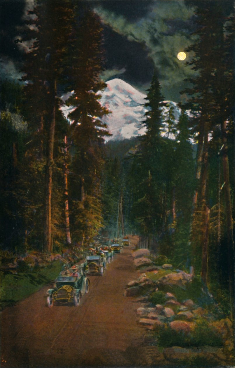 على الطريق من متنزه جبل رينييه الوطني ، واشنطن ، c1916 بواسطة Asahel Curtis