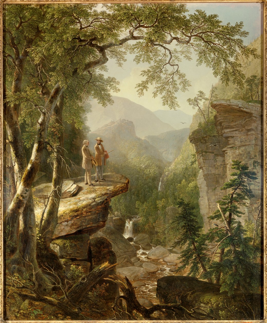 أخوية الروح يتفاعل الرسام توماس كول (1801-1848) والشاعر ويليام كولين براينت (1794-1878) في مشهد رومانسي. لوحة لآشر دوراند (1796-1886) 1849 مجموعة خاصة - أرواح شبيهة. الفنان العظيم لنهر هدسون بواسطة آشر براون دوراند
