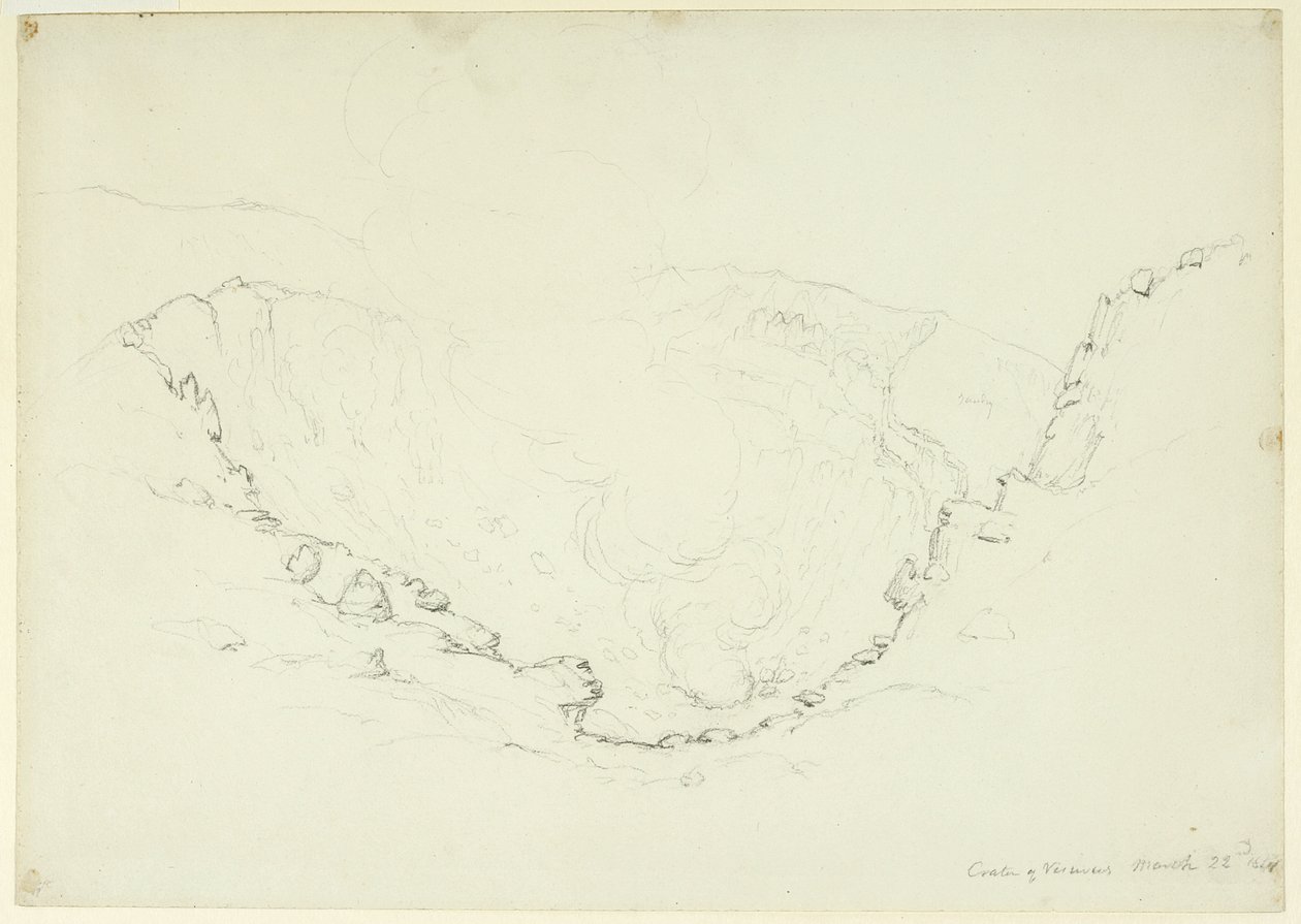 كالديرا من جبل. فيسوفيوس ، نابولي ، إيطاليا ، 1841 (الجرافيت على الورق) بواسطة آشر براون دوراند