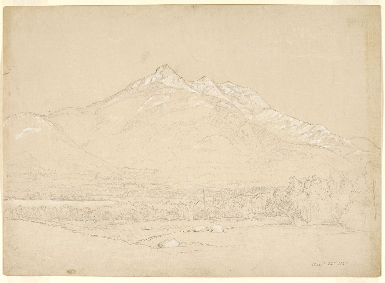 جبل تشوكوروا ، نيو هامبشاير ، 1855 (الجرافيت والغواش الأبيض على ورق بيج محضر) بواسطة آشر براون دوراند