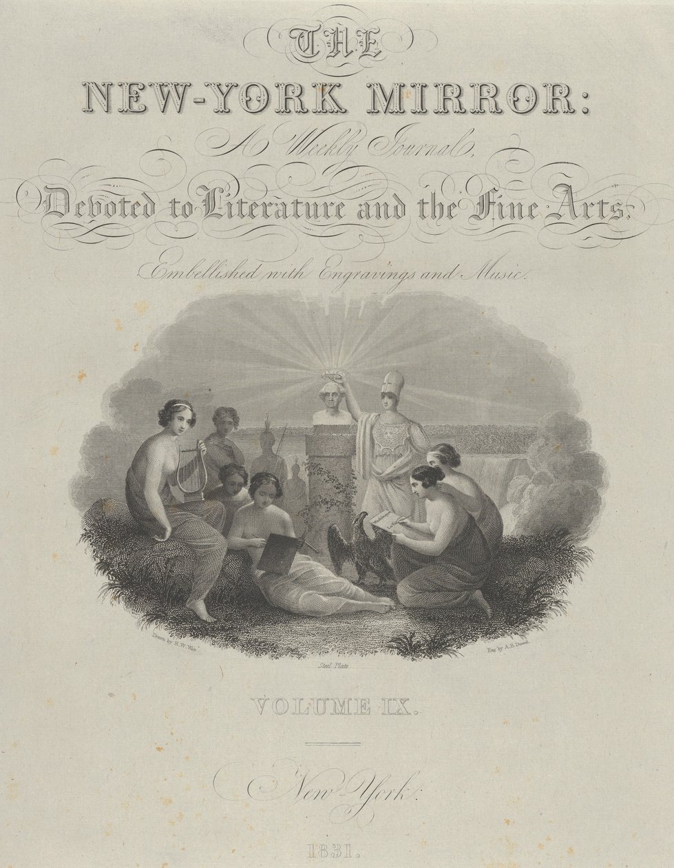 صفحة العنوان: The New York Mirror ، A Weekly Journal ، مكرسة للأدب والفنون الجميلة ... ، ١٨٣١. بواسطة آشر براون دوراند