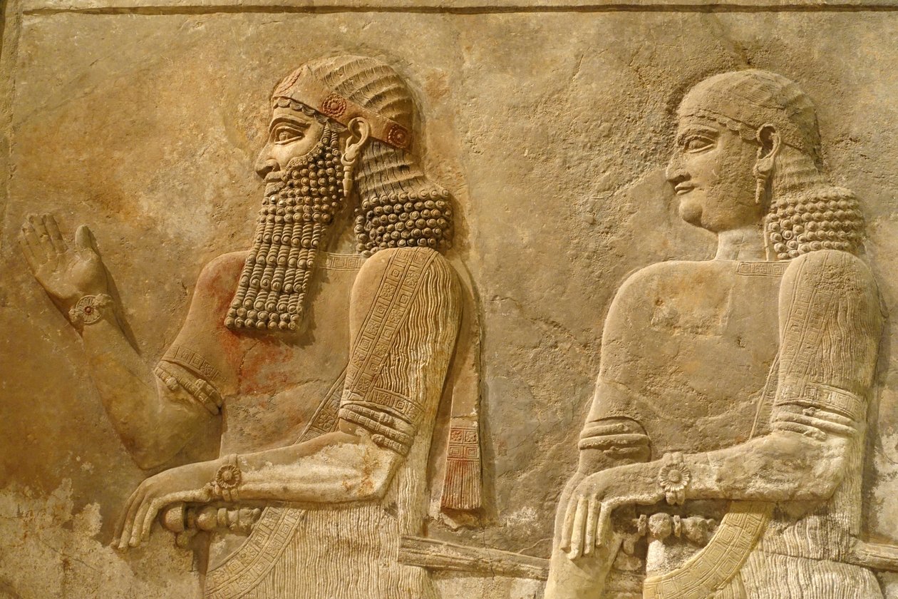 تفاصيل سرجون الثاني والحارس ، إغاثة من قصر الملك سرجون في خورساباد ، حوالي 716-713 قبل الميلاد بواسطة الآشورية