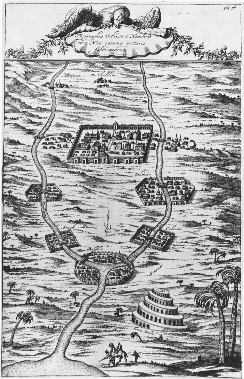 Mesopotamia, the Tiger and Euphrates - in “” Tirris Babel””, by Athanasie Kirecheri S.J., Amsterdam بواسطة أثناسيوس كيرشر