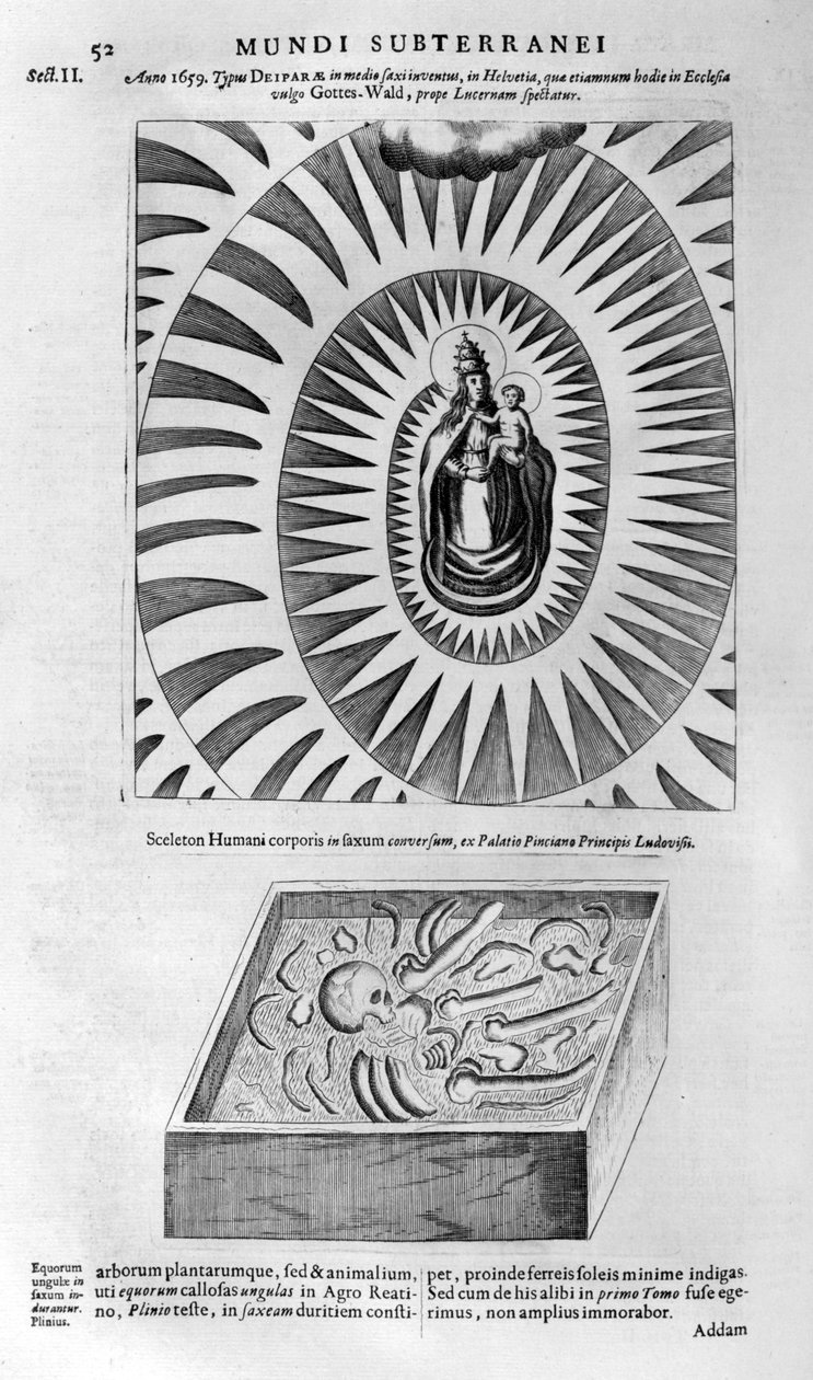 العذراء والطفل والهيكل العظمي البشري ، 1678 بواسطة أثناسيوس كيرشر