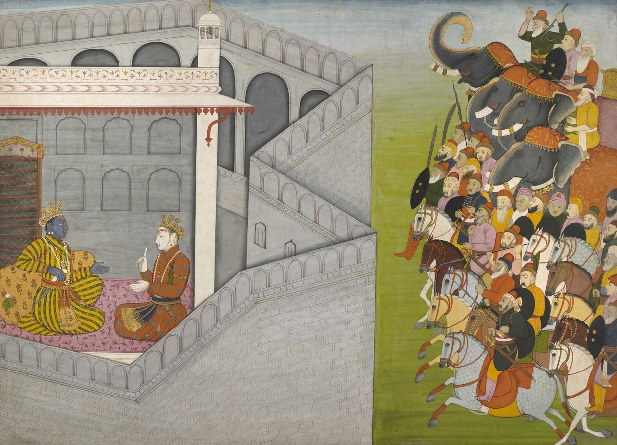 حصار Mathura بواسطة Jarasandha من سلسلة Guler-Basholi Bhagavata Purana بواسطة فتو