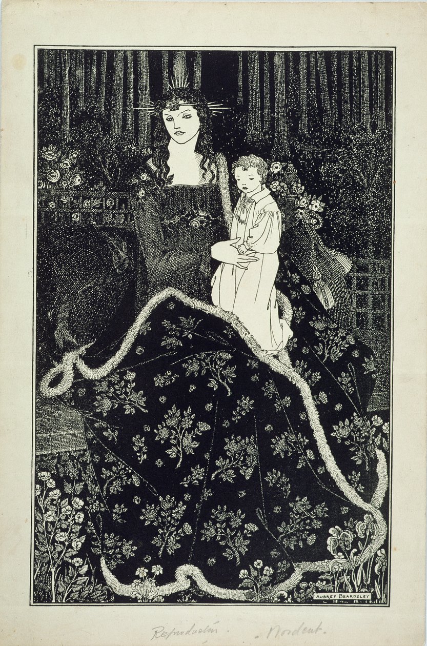 بطاقة عيد الميلاد الكبيرة ، 1895 (طباعة كتلة خط) بواسطة اوبري بيردسلي