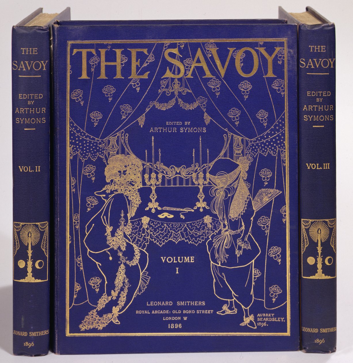 تصميم الغلاف لـ The Savoy ، المجلدات I-III ، حرره آرثر سيمونز ، الذي نشره ليونارد سميثرز 1896 بواسطة اوبري بيردسلي