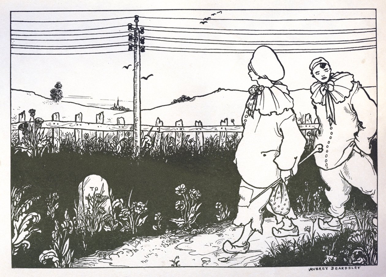 تصميم للورقة النهائية لـ &39;Pierrot&39; ، 1896 بواسطة اوبري بيردسلي