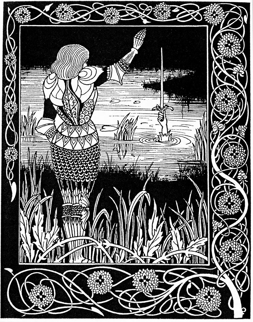 تم استصلاح Excalibur من قبل سيدة البحيرة ، 1893 بواسطة اوبري بيردسلي