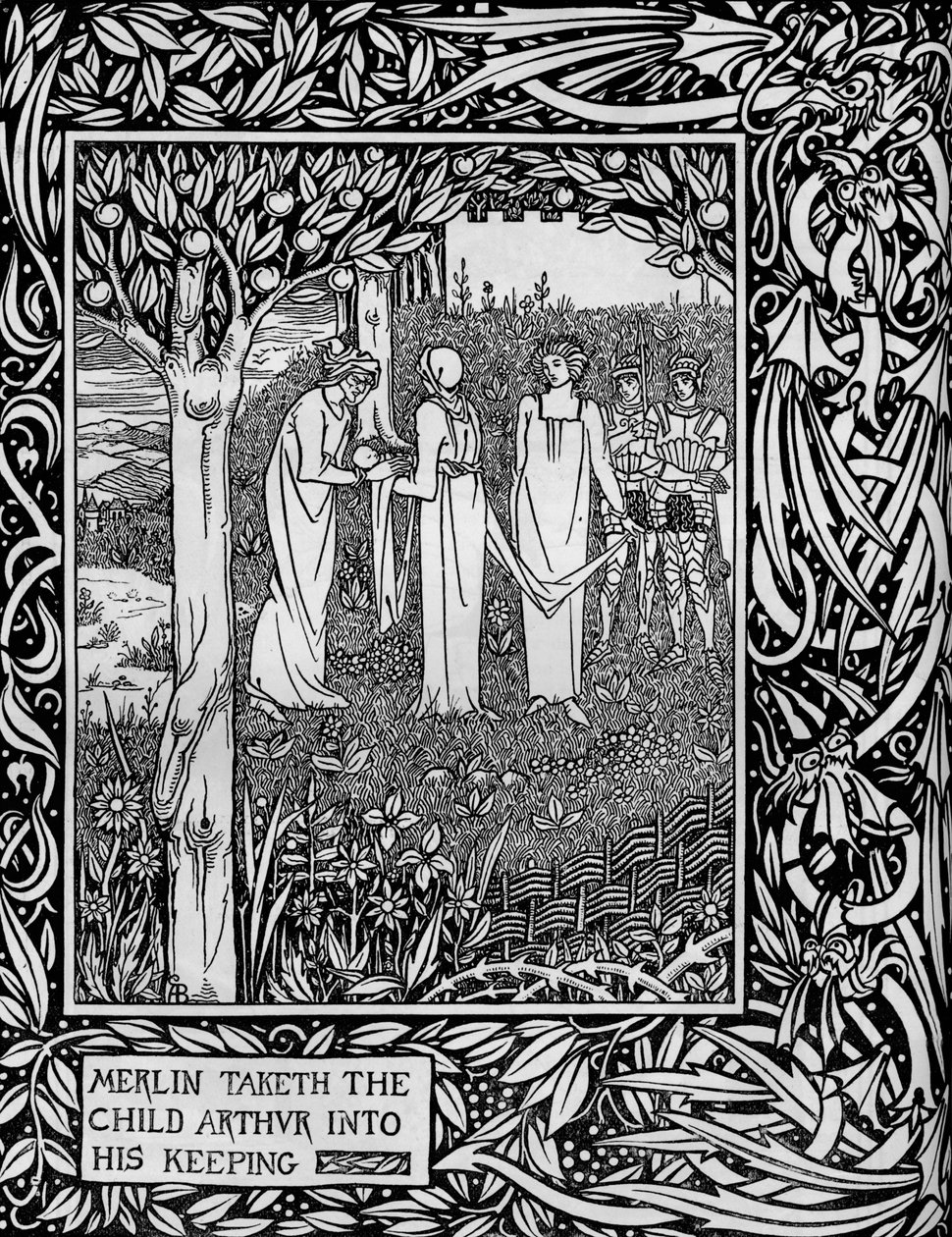 ميرلين يأخذ الطفل آرثر في رعايته ، c1893 بواسطة اوبري بيردسلي