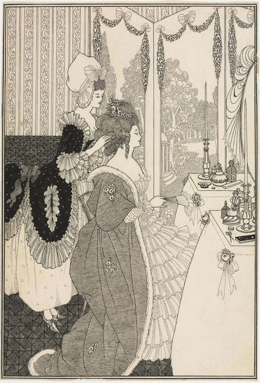المرحاض ، من اغتصاب القفل للكاتب ألكسندر بوب ، حوالي 1895-96 (قلم وحبر) بواسطة اوبري بيردسلي