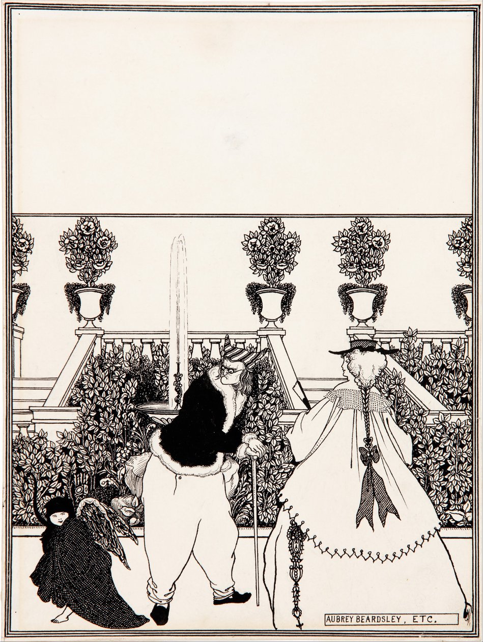 قيادة كيوبيد من الحديقة رسم تحضيري لتصميم غلاف "ذا سافوي" رقم 3 ، يوليو 1896 بواسطة اوبري بيردسلي