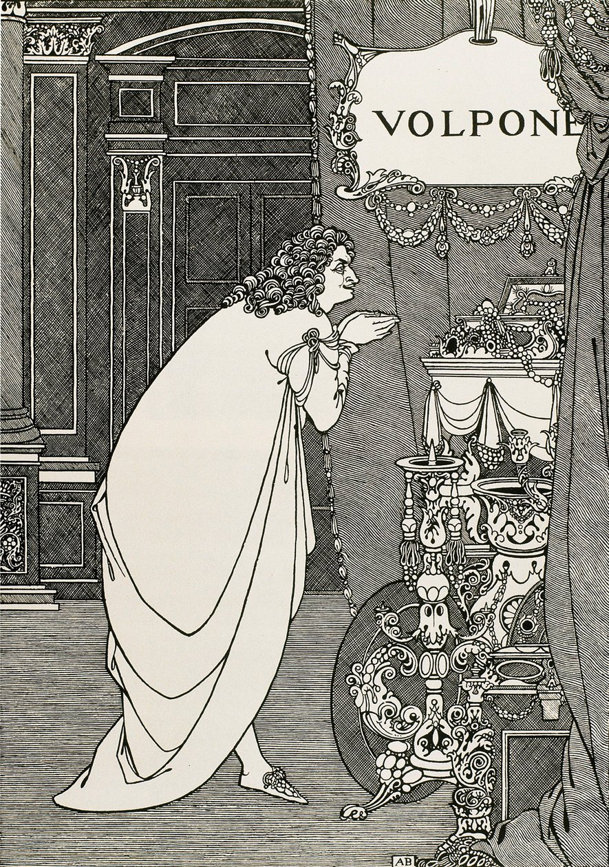 صفحة عنوان Volpone أو الثعلب (1609) كتبها بن جونسون بواسطة اوبري بيردسلي