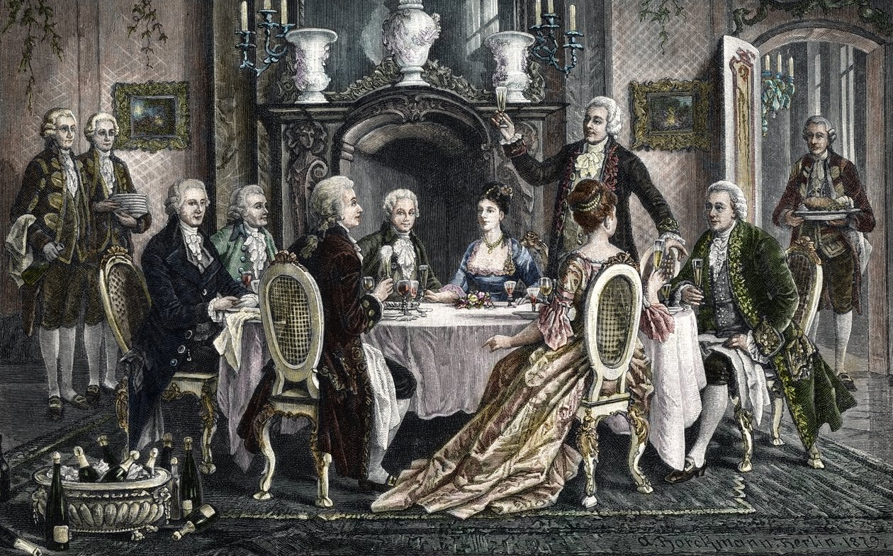 عشاء في منزل إيمانويل شيكاندر لـ Wolfgang Amadeus Mozart بواسطة أغسطس (بعد) بوركمان
