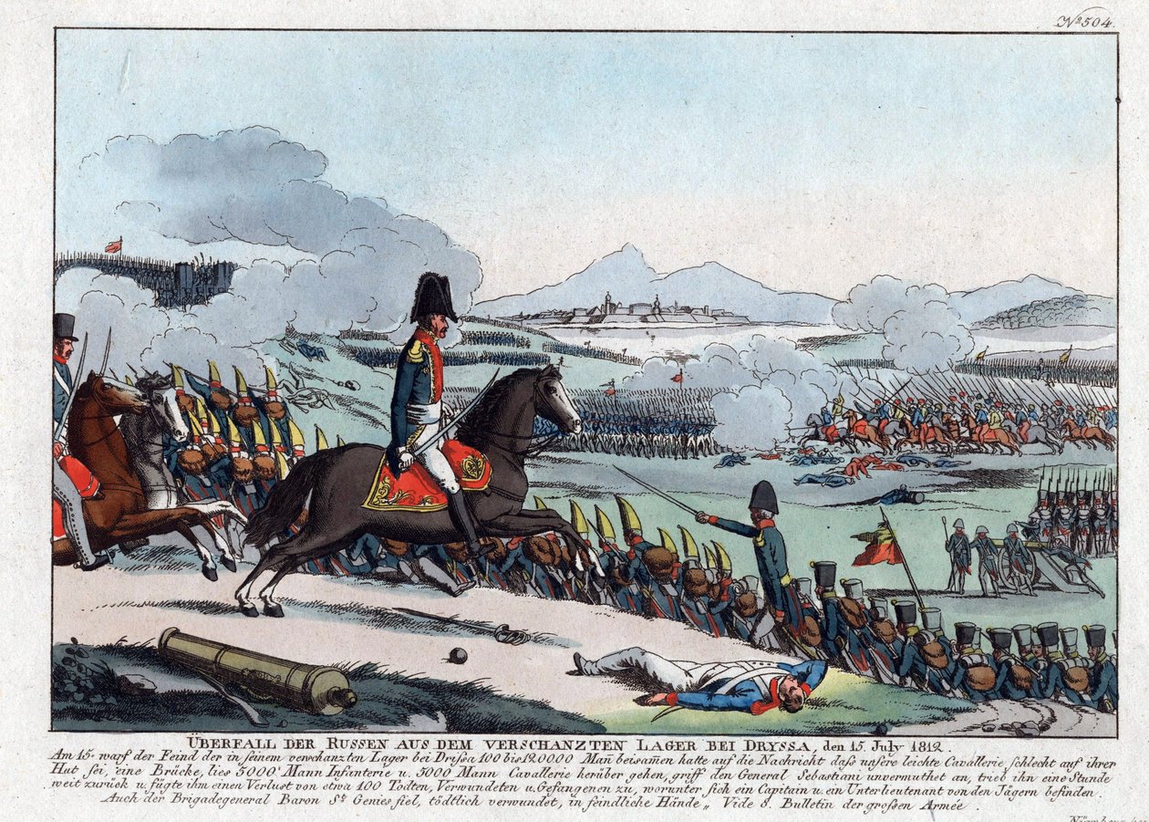 هجوم روسي من المعسكر المحصن في Dryssa في 15 يوليو 1812 (bataille de la Drissa ، بيلوروسي بواسطة أغسطس فريدريش أندرياس كامبي