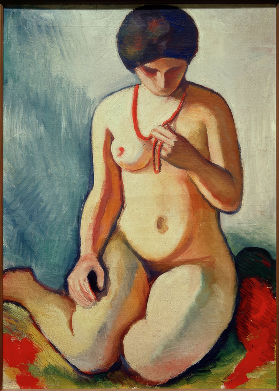 عارية مع سلسلة المرجان بواسطة أغسطس ماكي