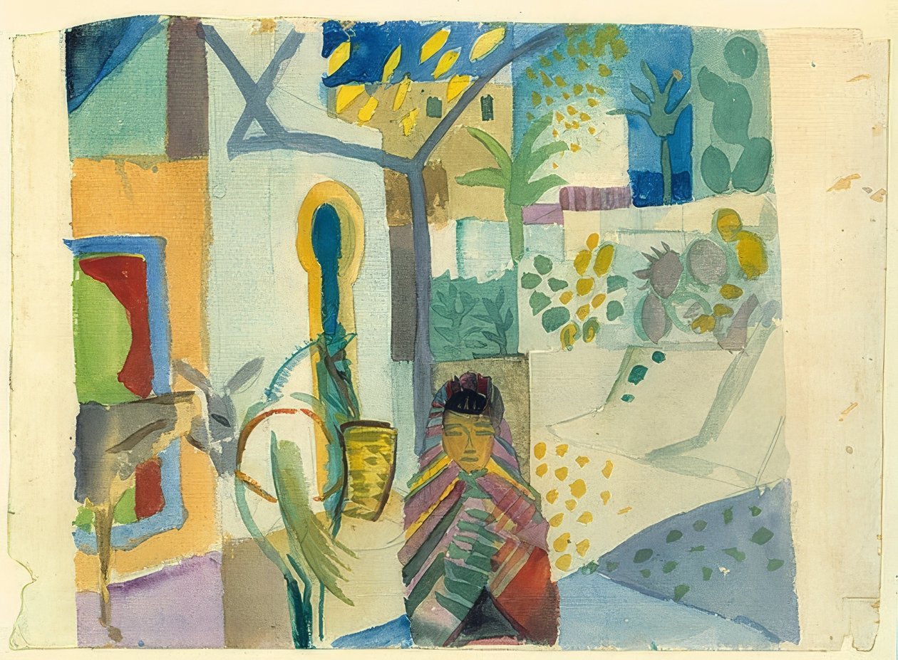 فتاة مع حصان وحمار. 1914 بواسطة أغسطس ماكي
