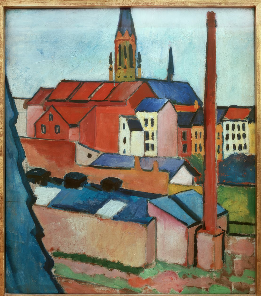Marienkirche مع المنازل والمدخنة بواسطة أغسطس ماكي