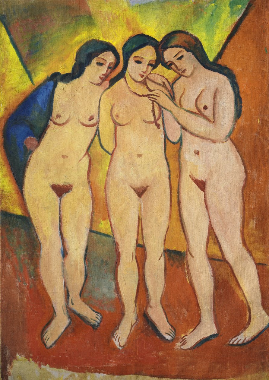 ثلاث عرايات ، برتقالية وحمراء ، 1912 بواسطة أغسطس ماكي